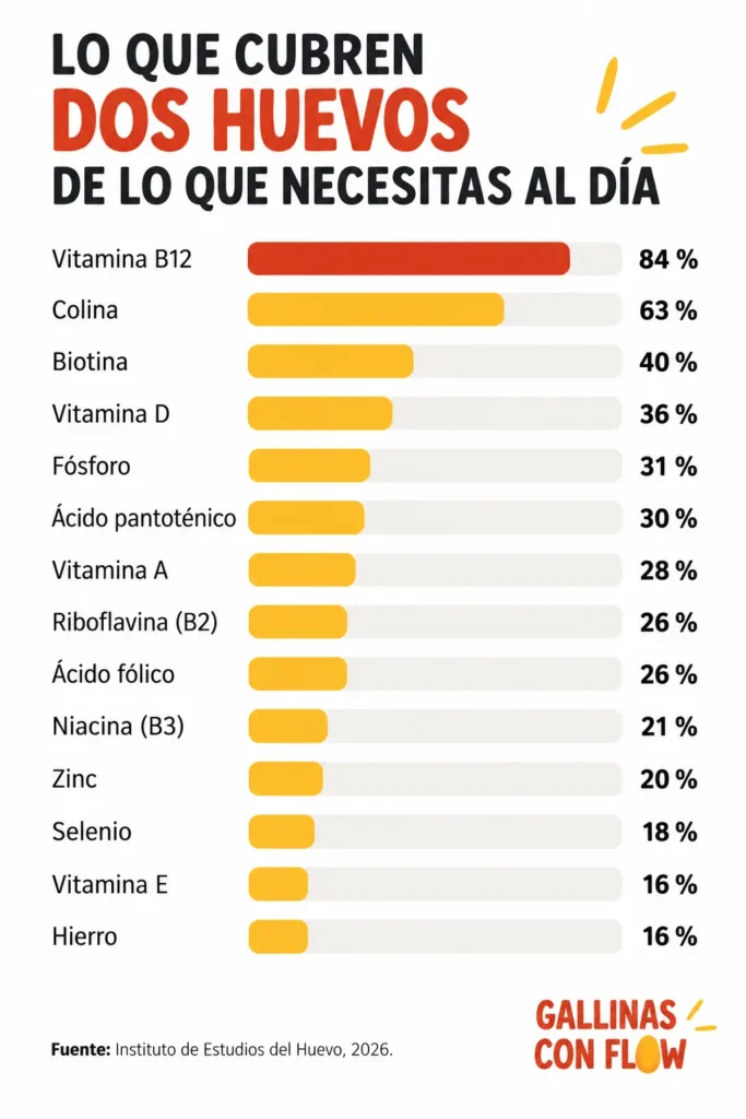 Valor nutricional del huevo por unidad y por 100 gramos según cómo lo cocines 2 Tabla gráfica de mayor a menor del aporte nutricional del huevo