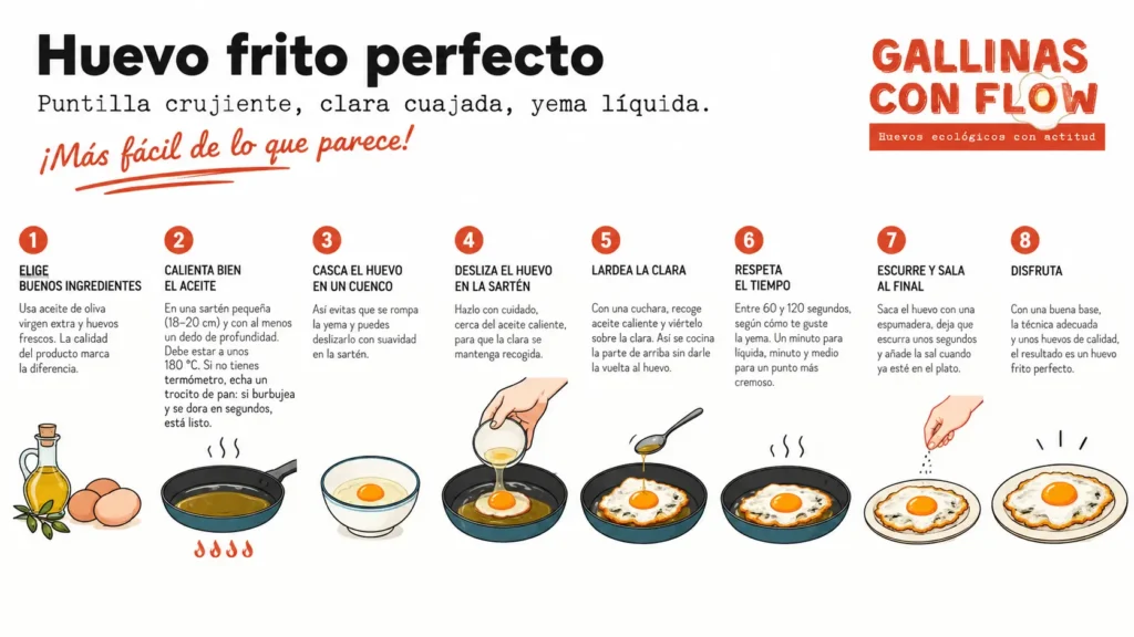 Cómo hacer un huevo frito perfecto con puntilla crujiente y yema líquida 1 Infografía paso a paso para hacer el huevo frito perfecto