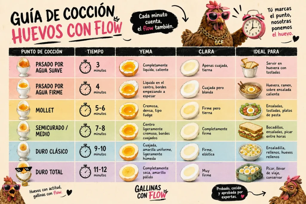 cuánto tiempo se tarda en cocer un huevo - tabla completa