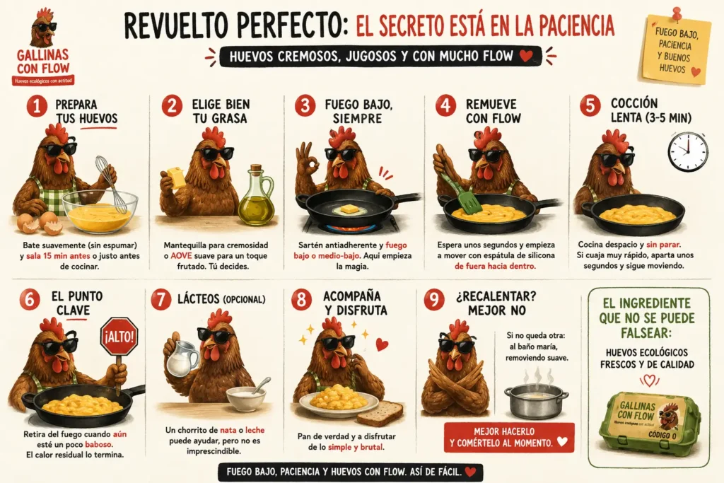 ¿Cómo hacer un revuelto de huevos perfecto? el secreto está en la temperatura y la sartén 1 paso a paso para hacer el revuelto perfecto - Cómo hacer un revuelto de huevos perfecto en 6 pasos